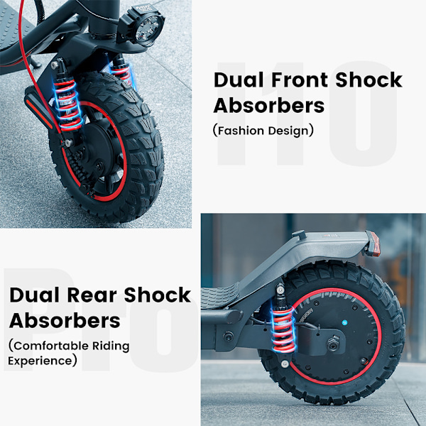 Elscooter iScooter Hopfällbar elskoter ISCOOTER i10 Pro 10" 800W motor 48V 15Ah batteri