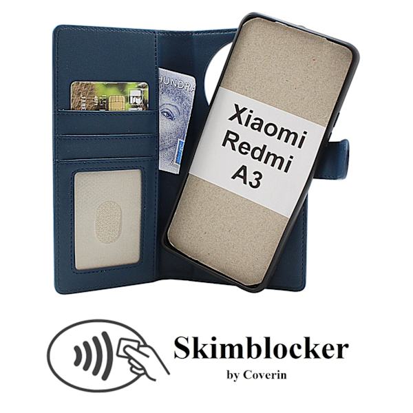 Skimblocker Xiaomi Redmi A3 Magnet Plånboksfodral Svart