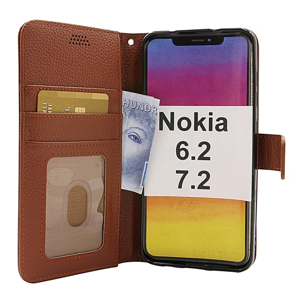 New Standcase Wallet Nokia 6.2 / 7.2 (Svart) Ljusblå