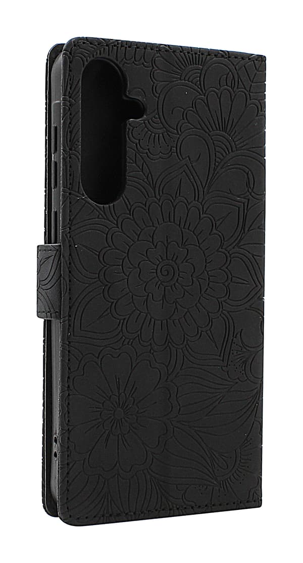 Flower Standcase Wallet Samsung Galaxy A35 5G Grå