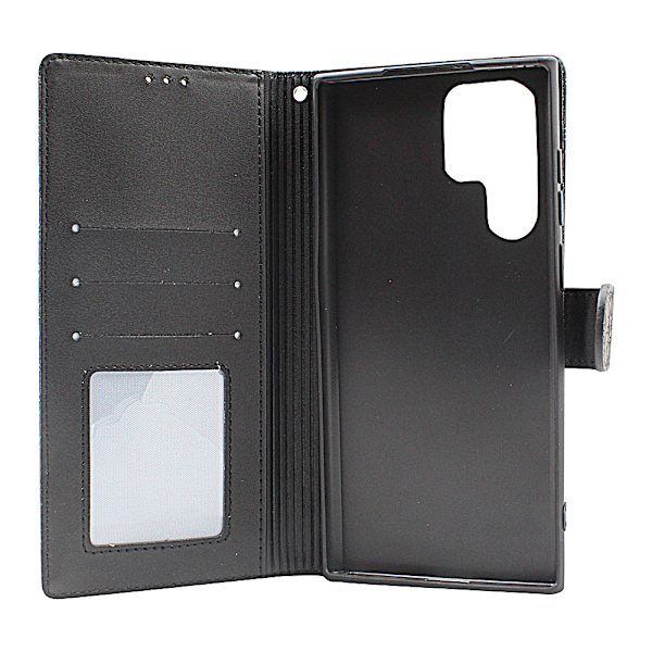 Flower Standcase Wallet Samsung Galaxy S22 Ultra 5G Blå