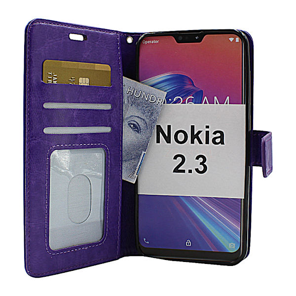 Crazy Horse Wallet Nokia 2.3 (Svart) Hotpink