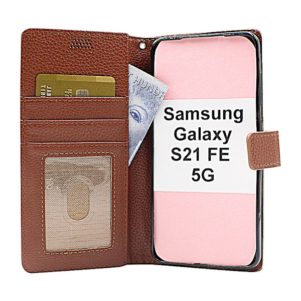 New Standcase Wallet Samsung Galaxy S21 FE 5G (SM-G990B) Röd