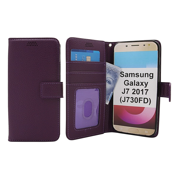 New Standcase Wallet Samsung Galaxy J7 2017 (J730FD) (Lila) Svart