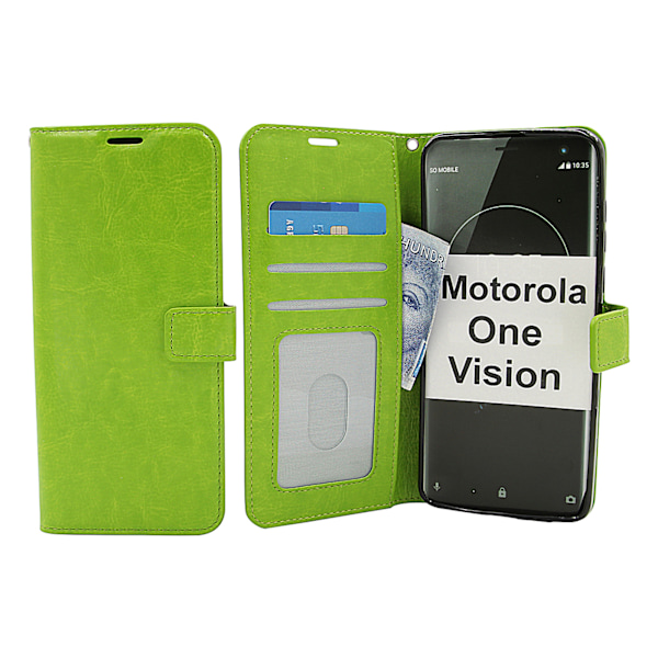 Crazy Horse Wallet Motorola One Vision Grön