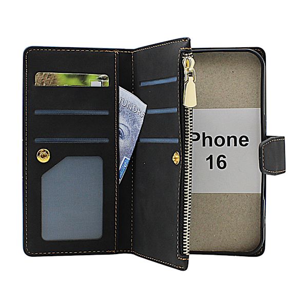 XL iPhone 16 Lyx Plånboksfodral Brun
