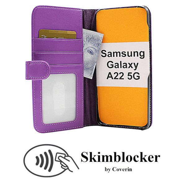 Skimblocker Plånboksfodral Samsung Galaxy A22 5G (SM-A226B) Lila