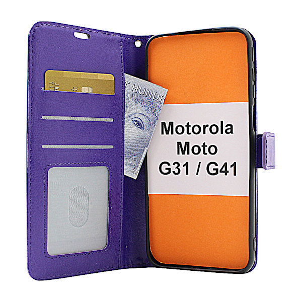 Crazy Horse Wallet Motorola Moto G31/G41 Turkos