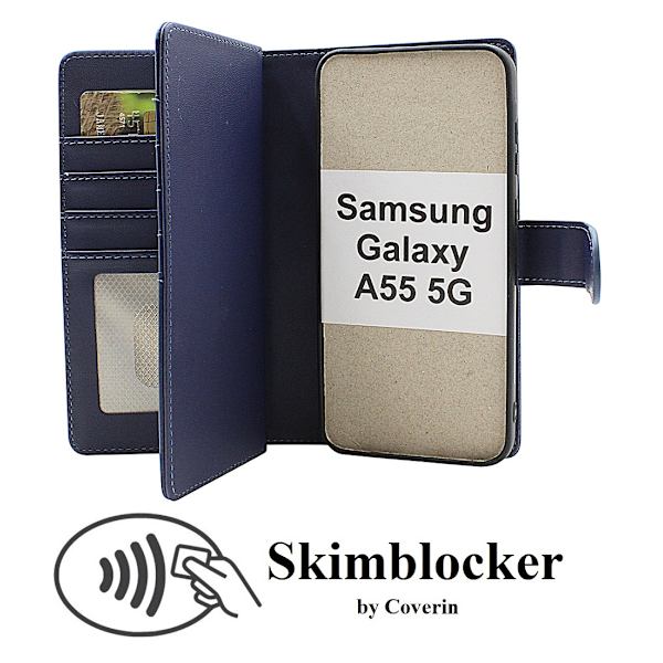 Skimblocker XL Magnet Fodral Samsung Galaxy A55 5G Marinblå