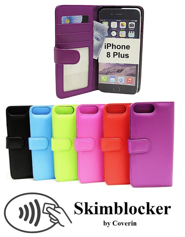 Skimblocker Plånboksfodral iPhone 8 Plus Lila
