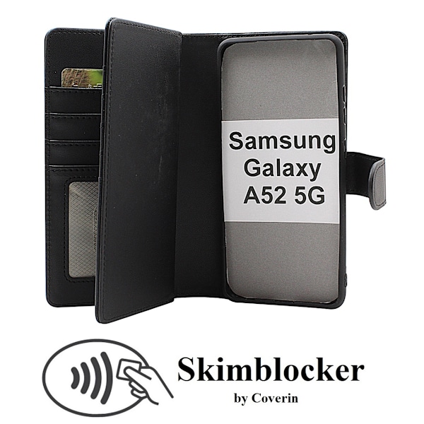 Skimblocker Galaxy A52 5G XL Magnet Plånboksfodral Svart