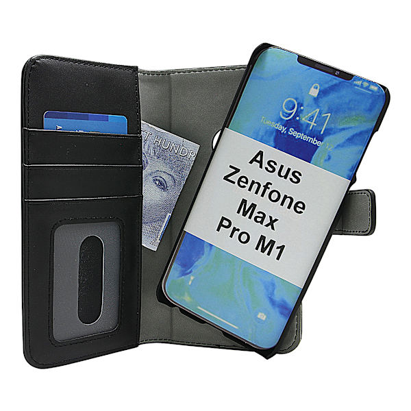 Skimblocker Magnet Wallet Asus Zenfone Max Pro M1 (ZB602KL) Svart