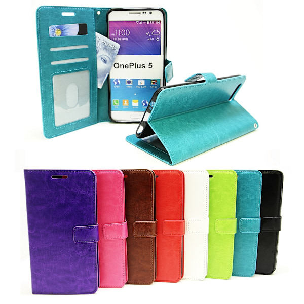 Crazy Horse Wallet OnePlus 5 Svart