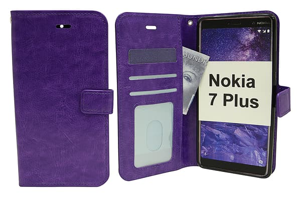 Crazy Horse Wallet Nokia 7 Plus Lila