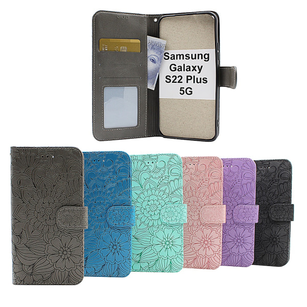Flower Standcase Wallet Samsung Galaxy S22 Plus 5G Aqua