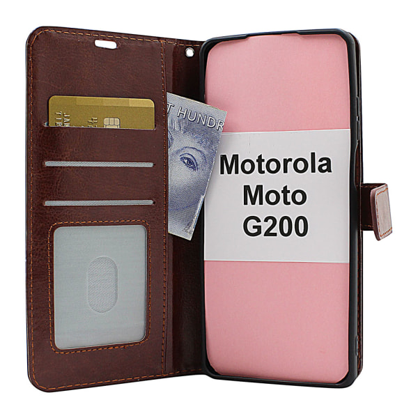 Crazy Horse Wallet Motorola Moto G200 Svart