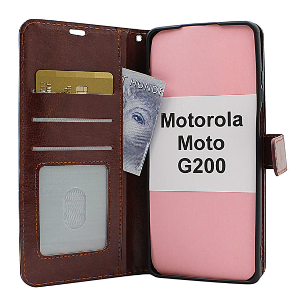 Crazy Horse Wallet Motorola Moto G200 Svart