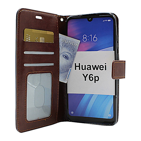 Crazy Horse Wallet Huawei Y6p (Svart) Svart