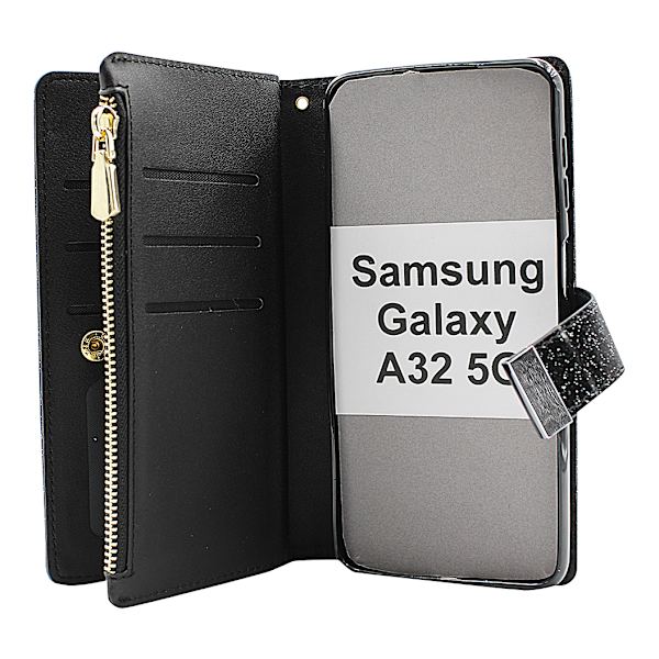 XL Standcase Glitterwallet Samsung Galaxy A32 5G (SM-A326B) Svart