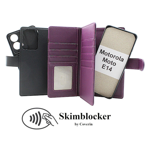 Skimblocker Motorola Moto E14 XL Magnet Plånboksfodral Svart