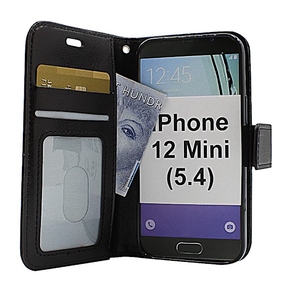 Crazy Horse Wallet iPhone 12 Mini (5.4) (Svart) Svart