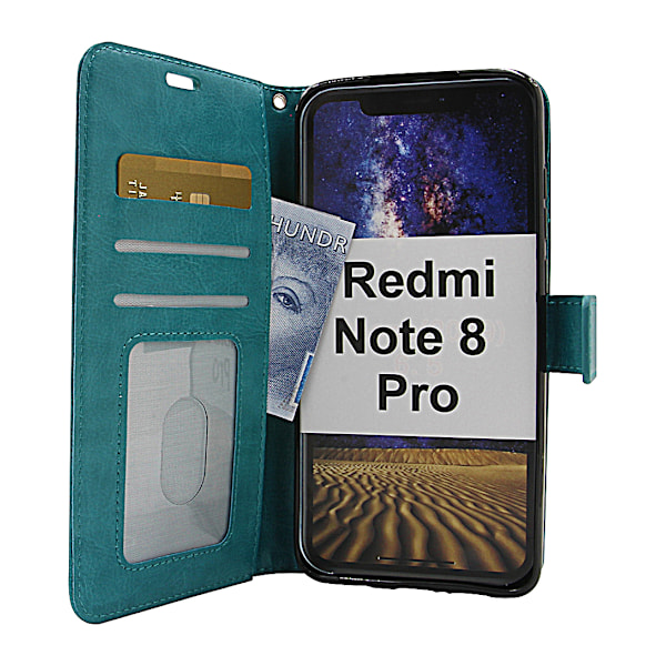 Crazy Horse Wallet Xiaomi Redmi Note 8 Pro Turkos