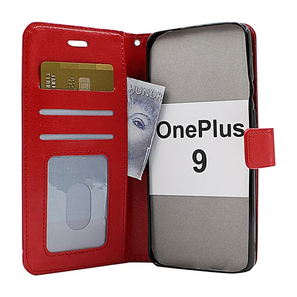 Crazy Horse Wallet OnePlus 9 Röd