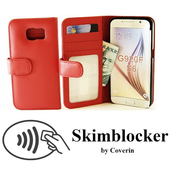 Skimblocker Plånboksfodral Samsung Galaxy S6 (SM-G920F) Röd