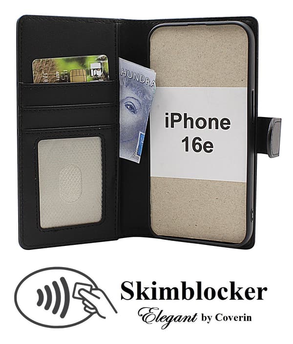 Skimblocker iPhone 16e Plånboksfodral Svart