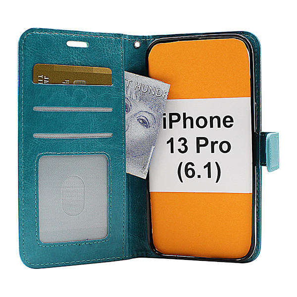 Crazy Horse Wallet iPhone 13 Pro (6.1) Grön
