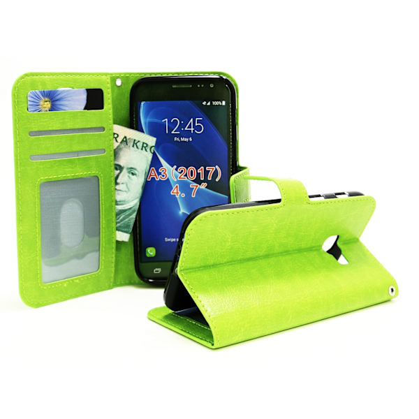 Crazy Horse Wallet Samsung Galaxy A3 2017 (A320F) Grön