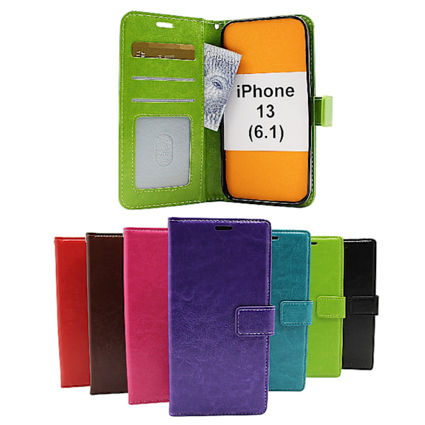 Crazy Horse Wallet iPhone 13 (6.1) Grön