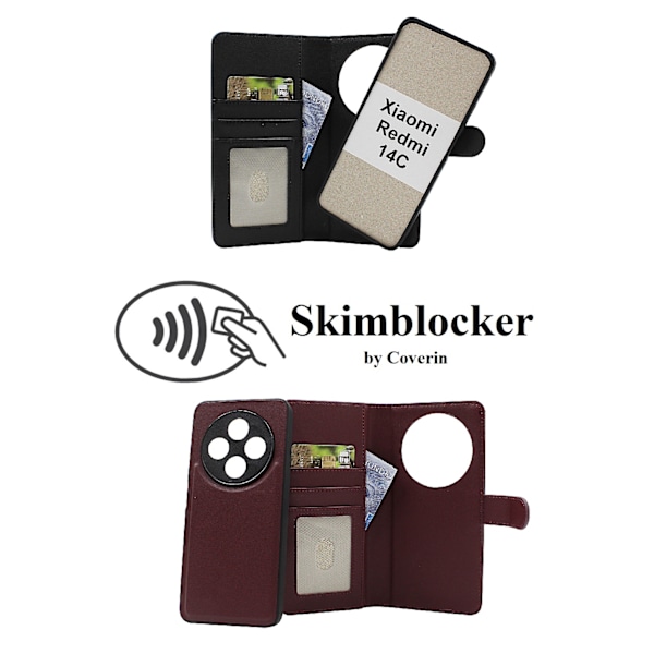 Skimblocker Xiaomi Redmi 14C Magnet Plånboksfodral Svart