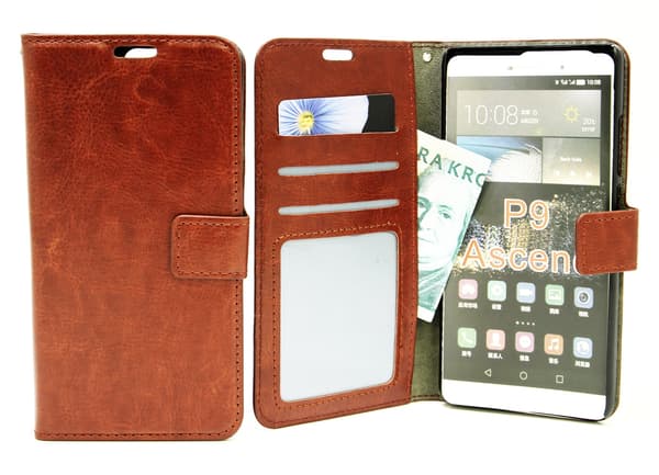 Crazy Horse Wallet Huawei P9 Brun
