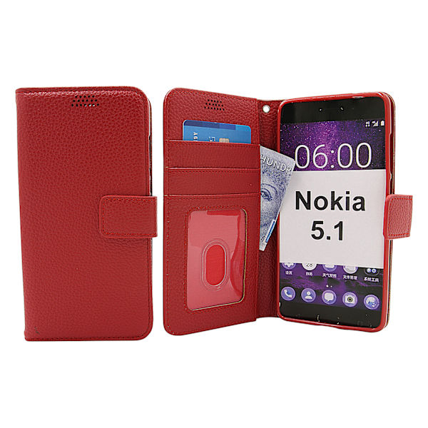 New Standcase Wallet Nokia 5.1 Röd