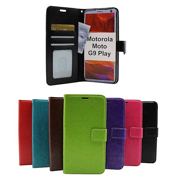 Crazy Horse Wallet Motorola Moto G9 Play (Svart) Lila