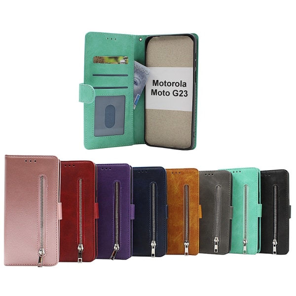 Zipper Standcase Wallet Motorola Moto G23 Brun