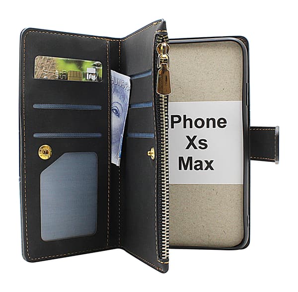 XL iPhone Xs Lyx Plånboksfodral Marinblå