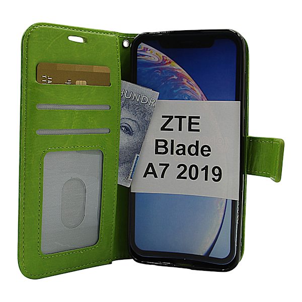Crazy Horse Wallet ZTE Blade A7 2019 Grön
