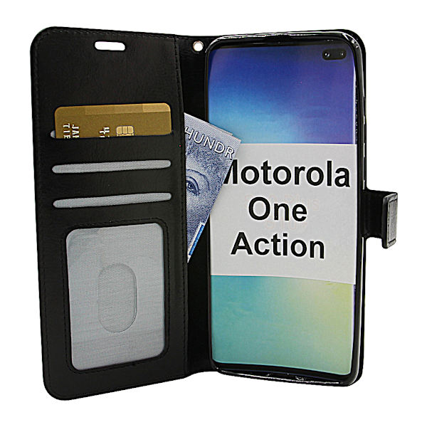 Crazy Horse Wallet Motorola One Action Svart