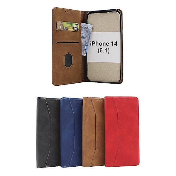 Fancy Standcase Wallet iPhone 14 (6.1) Mörkblå