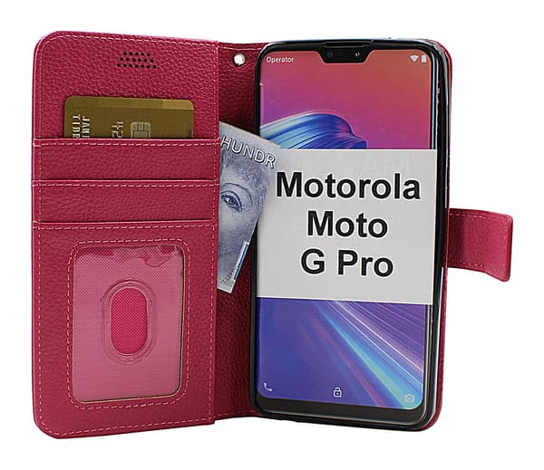New Standcase Wallet Motorola Moto G Pro (Svart) Ljusblå