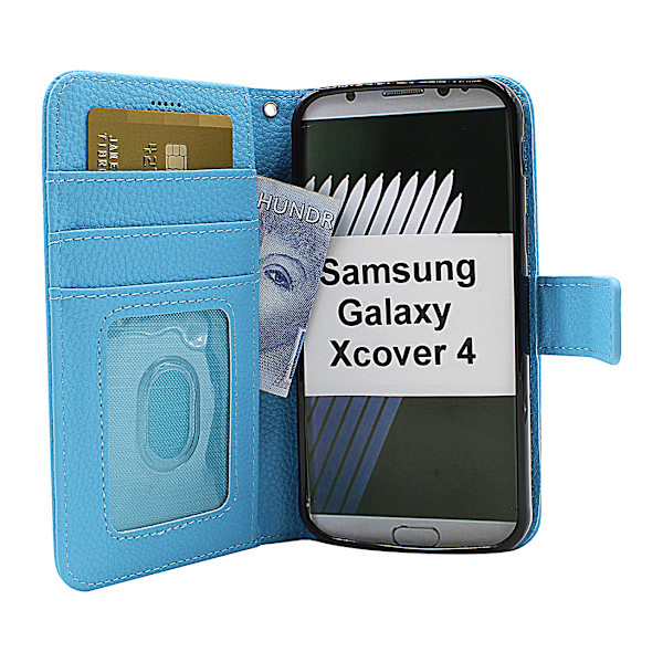 New Standcase Wallet Samsung Galaxy Xcover 4 (G390F) (Lila) Ljusblå