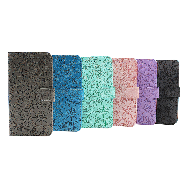 Flower Standcase Wallet iPhone 6 Plus / 7 Plus / 8 Plus Blå