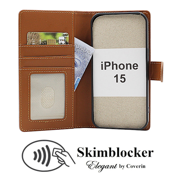 Skimblocker iPhone 15 Plånboksfodral Petrol