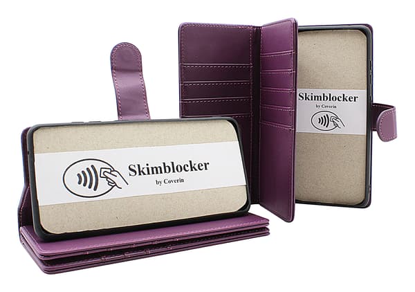 Skimblocker iPhone 16e XL Plånboksfodral Mörklila