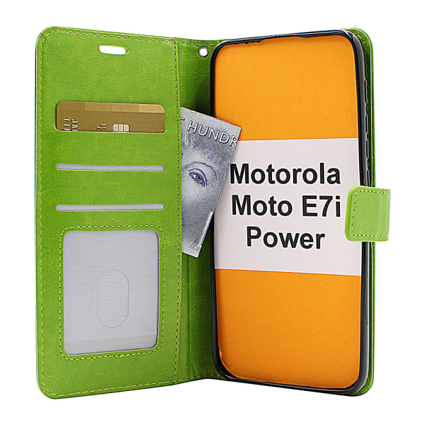 Crazy Horse Wallet Motorola Moto E7i Power Hotpink