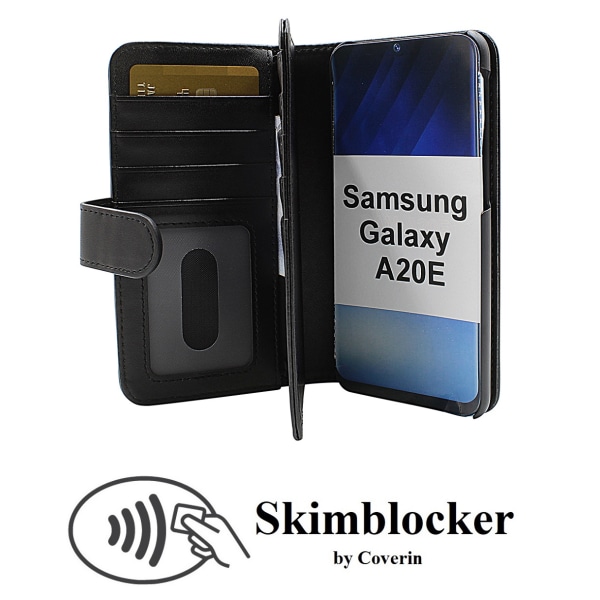 Skimblocker XL Wallet Samsung Galaxy A20e (A202F/DS) (Svart)