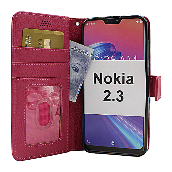 New Standcase Wallet Nokia 2.3 (Svart) Hotpink