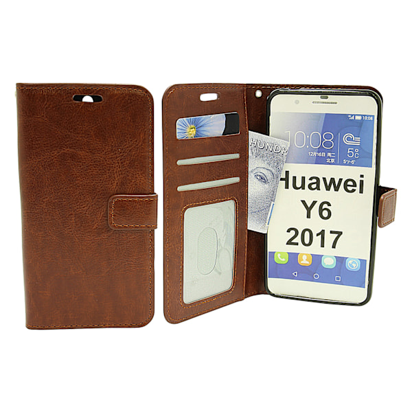 Crazy Horse Wallet Huawei Y6 2017 (MYA-L41) Brun